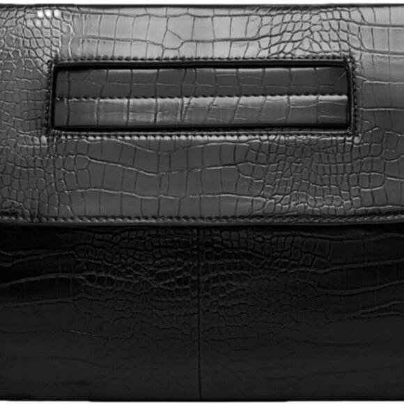 Women Classic Crocodile Pattern Faux Leather Clutch Purse Oversized Female Shoul - Picture 1 of 9